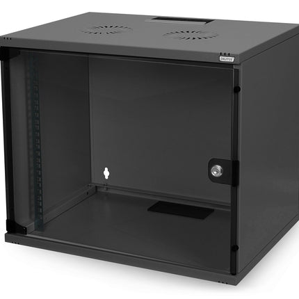 Armario de pared 7U, SOHO, sin montar, 540x400x370 mm, puerta frontal de cristal, negro (RAL 9005)