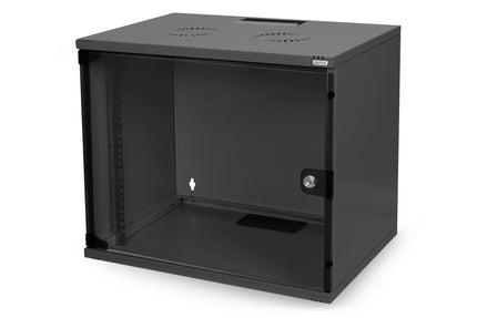 Armario de pared 7U, SOHO, sin montar, 540x400x370 mm, puerta frontal de cristal, negro (RAL 9005)
