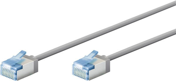 Cable de conexión CAT 6A ultraflexible y delgado U/FTP de 15 m, color gris