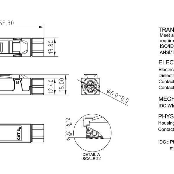 Conector RJ45 sin herramientas CAT6a - STP para cable flexible y rígido