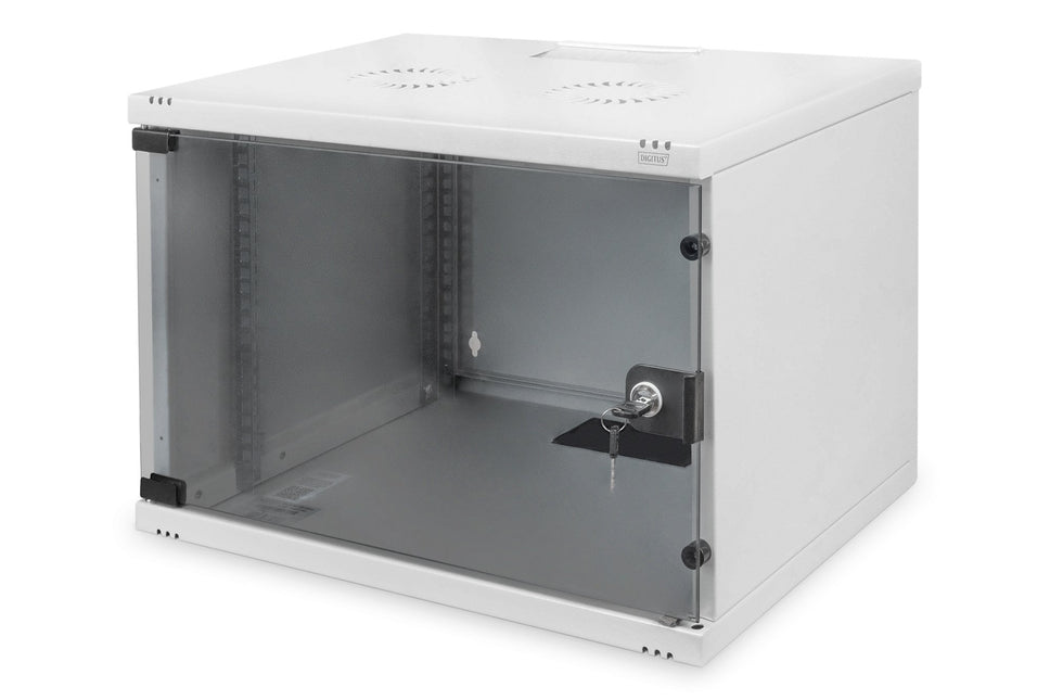 7U wandkast, SOHO, ongemonteerd 540x400x370 mm, volledig glazen voordeur, lichtgrijs