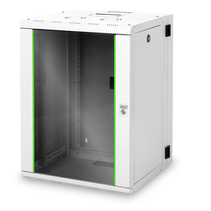 16U wandkast, Unique, 600x600x820 mm dubbel sectie, zwenkbaar, lichtgrijs (RAL 7035)