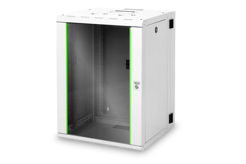 16U wandkast, Unique, 600x600x820 mm dubbel sectie, zwenkbaar, lichtgrijs (RAL 7035)