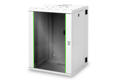 16U wandkast, Unique, 600x600x820 mm dubbel sectie, zwenkbaar, lichtgrijs (RAL 7035)