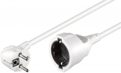 Cable de alimentación CEE 7/7 acodado (macho) a CEE 7/4 (hembra) 5 m blanco