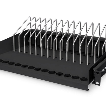 Estante extensible de 19 pulgadas para tabletas, portátiles y smartphones 175 x 483 x 340 mm, negro (RAL 9005) 