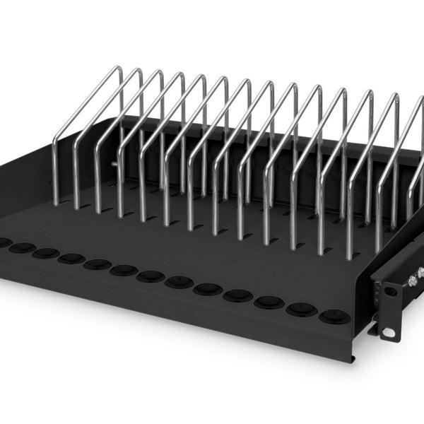 Estante extensible de 19 pulgadas para tabletas, portátiles y smartphones 175 x 483 x 340 mm, negro (RAL 9005) 