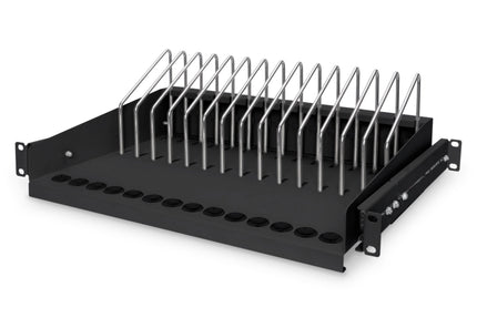 Estante extensible de 19 pulgadas para tabletas, portátiles y smartphones 175 x 483 x 340 mm, negro (RAL 9005) 