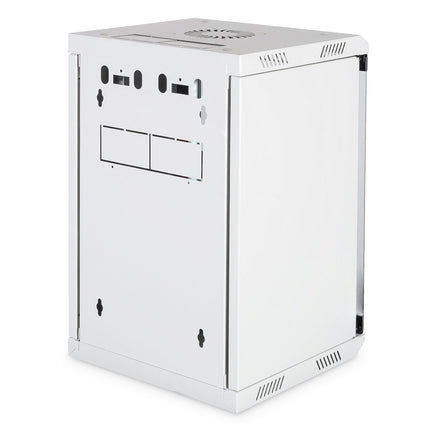 Combi wandmontagekast 10U horizontaal (10"), 5U verticaal (19"), lichtgrijs