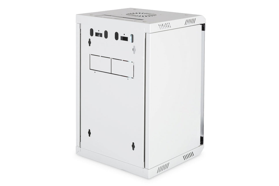 Combi wandmontagekast 10U horizontaal (10"), 5U verticaal (19"), lichtgrijs