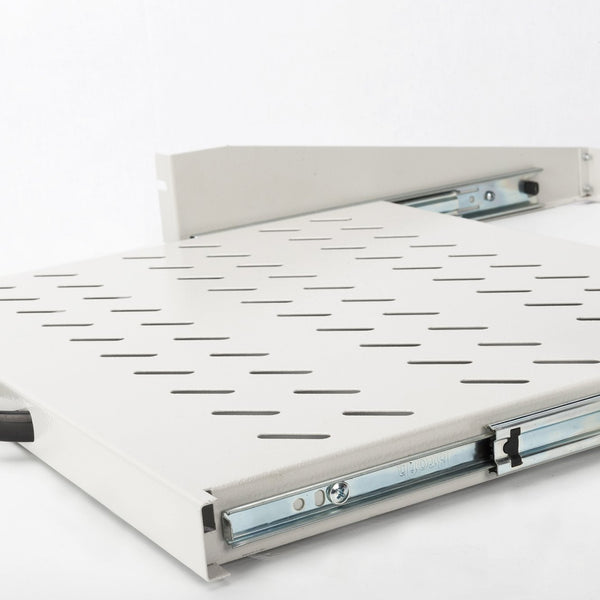 Estante extraíble 2U para armarios a partir de 450 mm de profundidad 88x483x352 mm, hasta 30 kg, gris claro (RAL 7035)