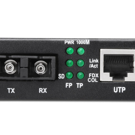 Convertidor de medios Gigabit, RJ45/SC