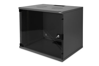 Armario de pared 9U, SoHo, sin montar, 540x400x460 mm, puerta frontal de cristal, negro (RAL 9005) 