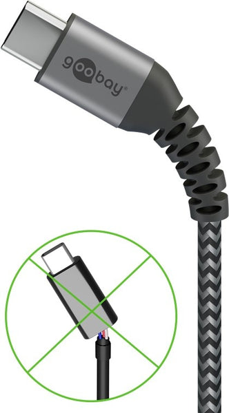 Cable textil USB-C a USB-A de 1 m con conectores metálicos 