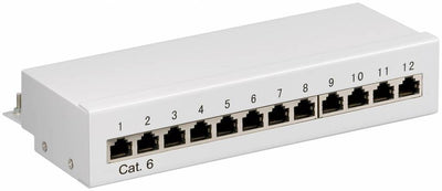 Panel de conexión CAT 6 Mini/de escritorio de 12 puertos gris