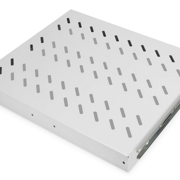 Estantería extensible 1U para racks de 600 mm de profundidad 40x485x368 mm, hasta 25 kg, gris claro (RAL 7035)