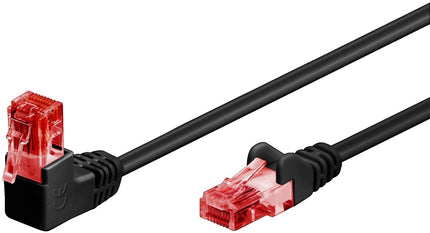 Cable de conexión CAT 6, 1x ángulo de 90°, U/UTP negro, 5 m 