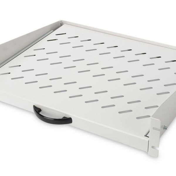 Estante extraíble 2U para armarios a partir de 450 mm de profundidad 88x483x352 mm, hasta 30 kg, gris claro (RAL 7035)