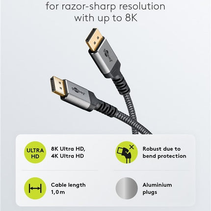 Cable DisplayPort™, 8K a 60 Hz, 1 m