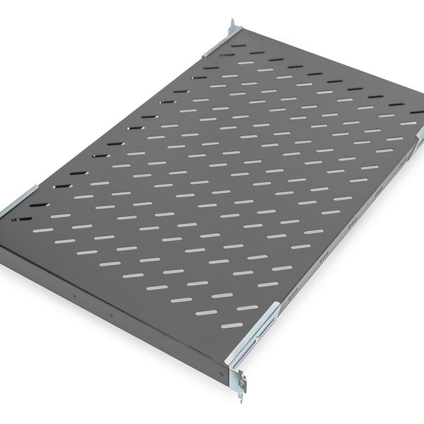 Estantería 1U de 19 pulgadas para racks desde 1000 mm de profundidad 44x486x770 mm, hasta 50 kg, color negro (RAL 9005)