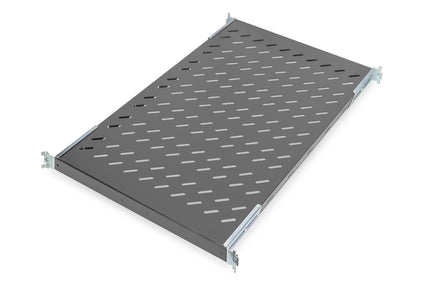 Estantería 1U de 19 pulgadas para racks desde 1000 mm de profundidad 44x486x770 mm, hasta 50 kg, color negro (RAL 9005)