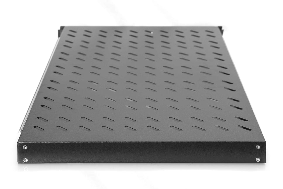 1U uitschuifbaar legbord voor kasten vanaf 1000mm diepte max. 65 kg zwart