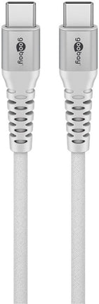 USB-C 1M superzachte textielkabel met metalen stekkers wit