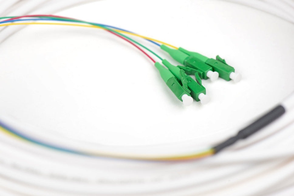 Cable de acometida FTTH, 50 m monomodo, 4 fibras, 4 LC/APC 