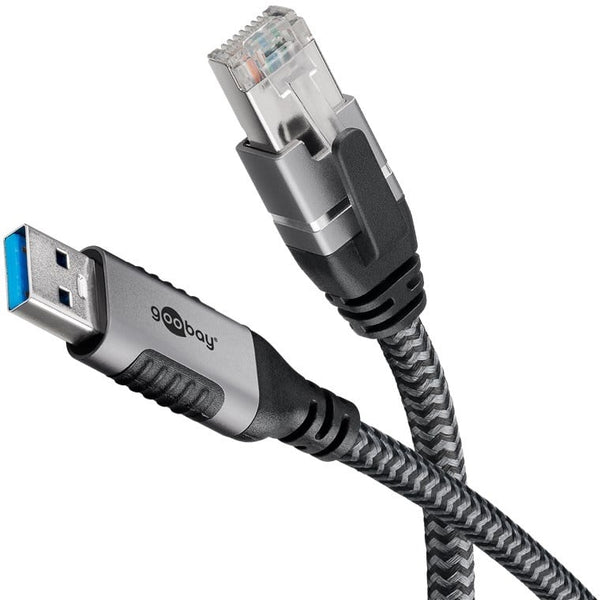 Cable Ethernet USB-A 3.0 a RJ45 de 3 m, color negro 