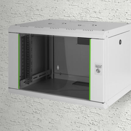 7U wall mounting cabinet, Dynamic 389x600x450 mm, color gray (RAL 7035)