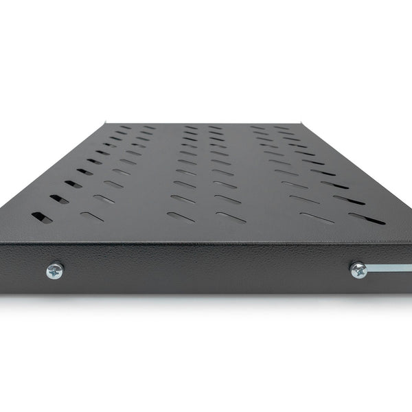 19 Inch 1U legbord voor 600 mm diepe rekken 43x483x358 mm, verstelbaar tot 550 mm diepte, zwart