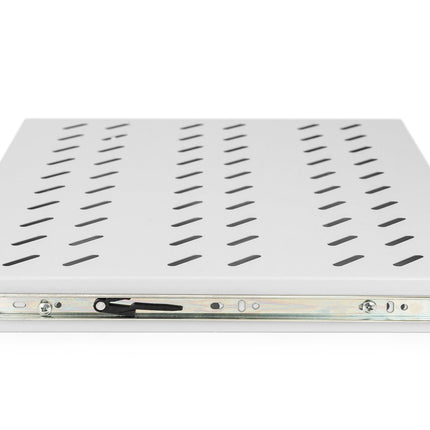 1U extendable shelf for 600 mm deep racks 40x485x368 mm, up to 25 kg, light gray (RAL 7035)