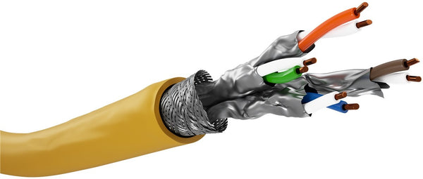Cable de red CAT 8.1 S/FTP (PiMF) amarillo 100 M certificado GHMT