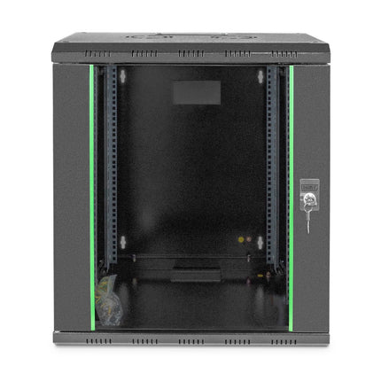 Armario de pared 12U, único 600x450x643 mm, color negro (RAL 9005)