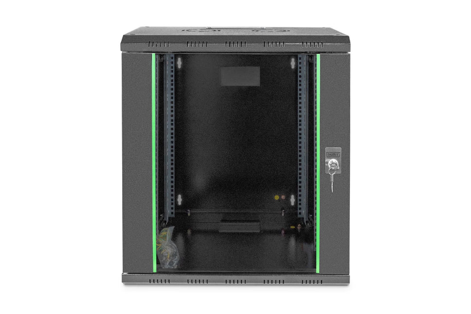 12U wall cabinet, Unique 600x450x643 mm, color black (RAL 9005)