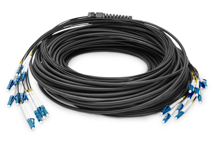 Cable de fibra óptica universal premontado, 50 m, monomodo OS2, 12 fibras, LC/UPC - LC/UPC 