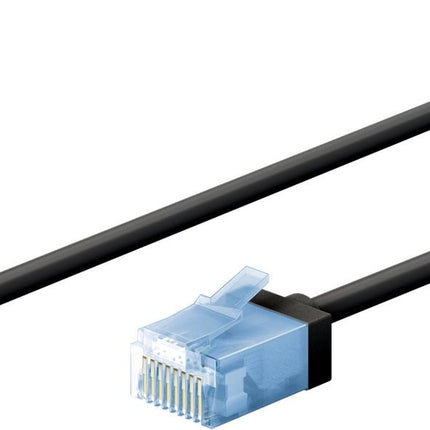 Cable de conexión CAT 6A ultraflexible y delgado U/UTP de 15 m, color negro