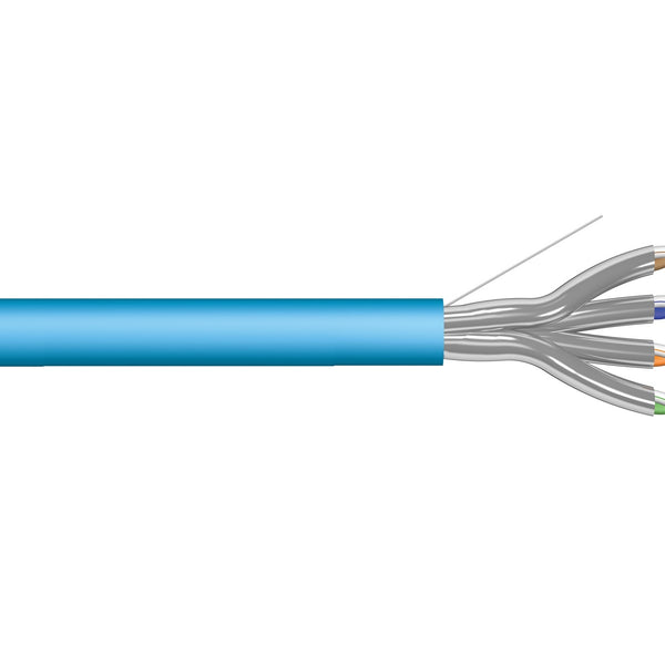 Cable de red U/FTP CAT6a, rígido, 100 m, azul, 100 % cobre