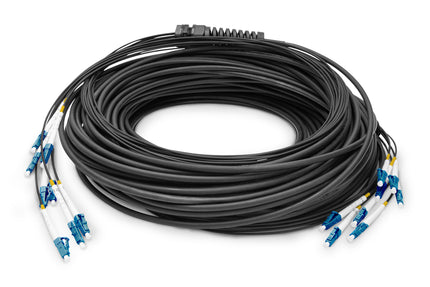 Reeds geassembleerde,  50 M universele breakout glasvezelkabel, singlemode OS2, 8 vezels, LC/UPC - LC/UPC