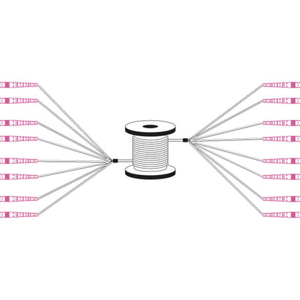 Pre-assembled Fiberglass 50 M Universal Breakout Cable, Multi Mode OM4, 8 Fibers, LC/UPC - LC/UPC