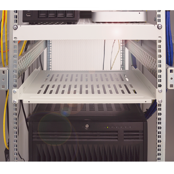 1U shelf for server cabinets of 450mm deep grey