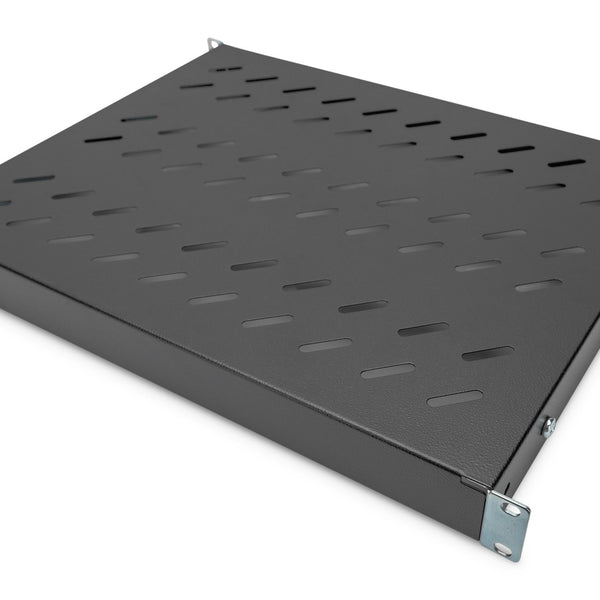 19 Inch 1U legbord voor 600 mm diepe rekken 43x483x358 mm, verstelbaar tot 550 mm diepte, zwart