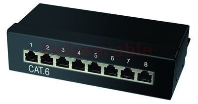 Panel de conexión CAT6 de 8 puertos STP negro