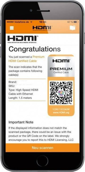 Cable HDMI™ de alta velocidad premium con Ethernet, chapado en oro, 1 m