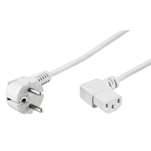 Cable de alimentación CEE 7/7 acodado (macho) a C13 acodado (hembra) 1,5 m blanco