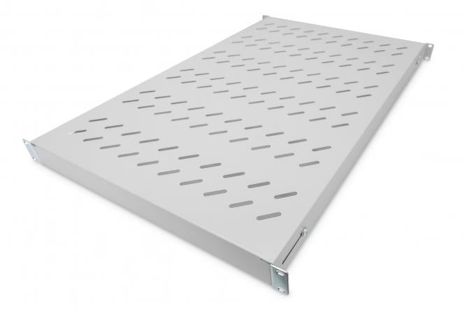 19 Inch 1U legbord voor 1000 mm diepe rekken 43x484x708 mm, verstelbaar tot 900 mm diepte, lichtgrijs