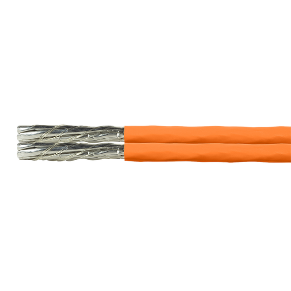 Cable de red dúplex S/FTP CAT7, rígido, 50 m, 100 % cobre, naranja