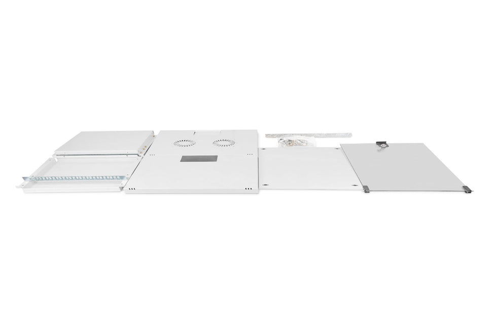 9U wandkast, SOHO, ongemonteerd 540x400x460 mm, volledig glazen voordeur, lichtgrijs