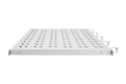 19 Inch 1U legbord voor 1000 mm diepe kasten incl. kabelmanagement, lichtgrijs