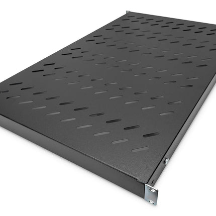 Estante 1U de 19 pulgadas para racks de 1000 mm de profundidad 43x483x708 mm, ajustable hasta 900 mm de profundidad, color negro
